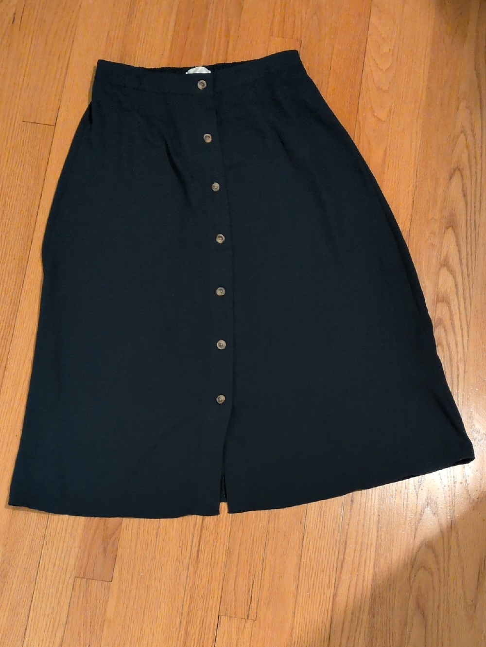 LC Lauren Conrad Black Button-Front Midi Skirt